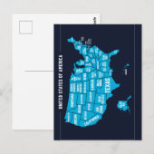 United States Map Teal Minimal Design Briefkaart (Voorkant / Achterkant)