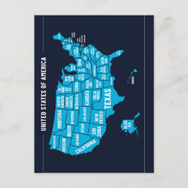 United States Map Teal Minimal Design Briefkaart