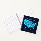 United States Map Teal Minimal Design Notitieboek (Binnen)