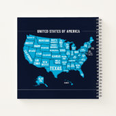 United States Map Teal Minimal Design Notitieboek (Achterkant)