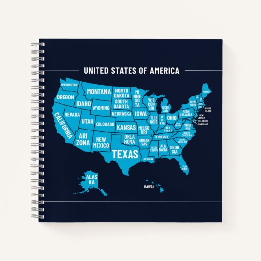 United States Map Teal Minimal Design Notitieboek (Voorkant)