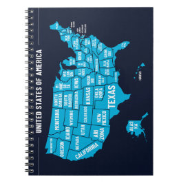 United States Map Teal Minimal Design Notitieboek