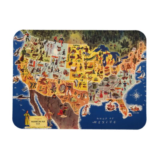 United States Map - Vacation and Play Magneet (Horizontaal)