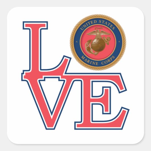 United States Marine Corps Love Vierkante Sticker (Voorkant)