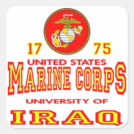 United States Marine Corps University of Irak Vierkante Sticker (Voorkant)