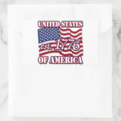 United States of America est 1776 with USA Flag Rechthoekige Sticker (Tas)