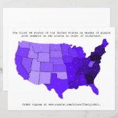United States Order of Statehood Map met cijfers (Voorkant / Achterkant)
