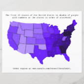United States Order of Statehood Map met cijfers (Voorkant)