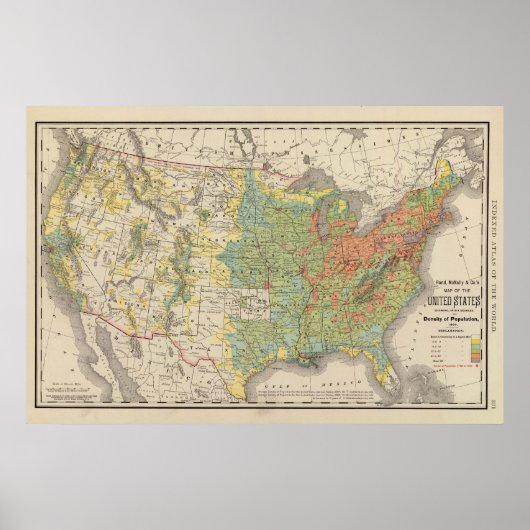 United States Population Density, 1890 Poster (Voorkant)