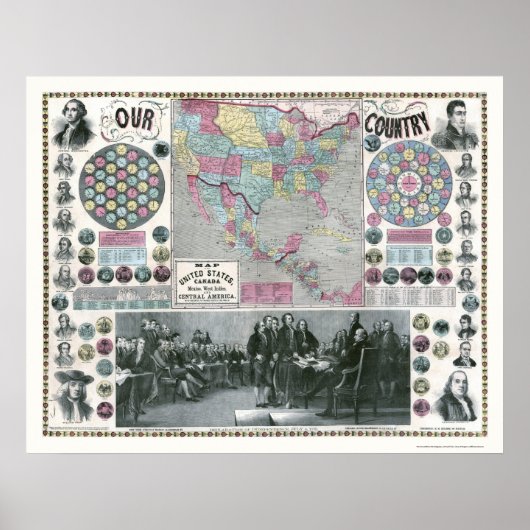 United States Presidenten Map - 1859 Poster (Voorkant)