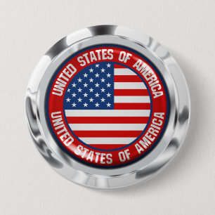 United States Round Emblem Ronde Button 7,6 Cm