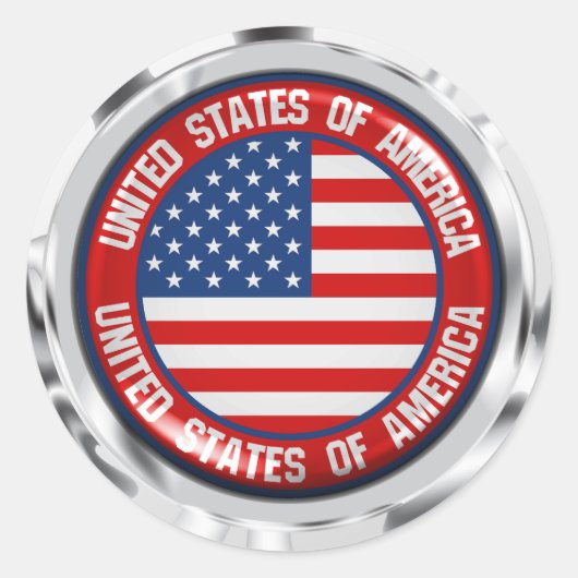 United States Round Emblem Ronde Sticker (Voorkant)