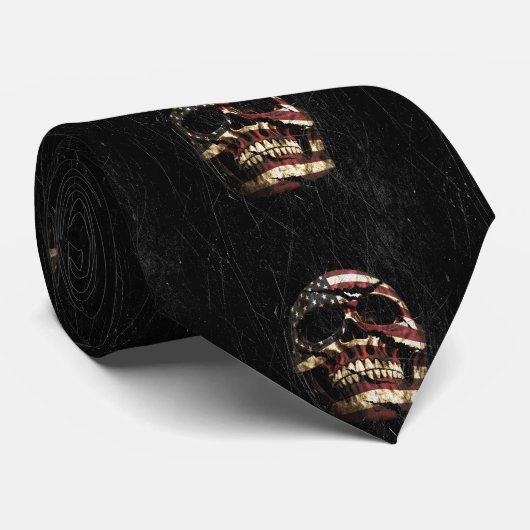 United States Skull Patriot Stropdas (Opgerold)