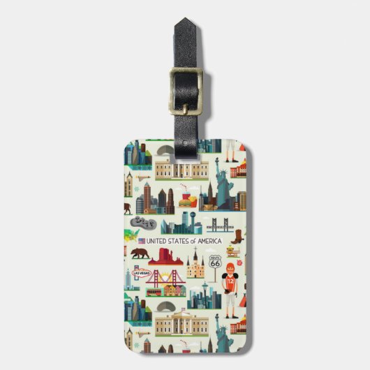 United States Symbols Pattern Bagagelabel (Voorkant verticaal)