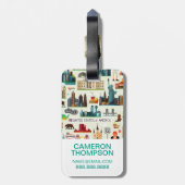 United States Symbols Pattern Bagagelabel (Achterkant verticaal)