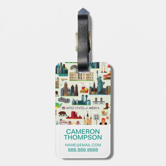 United States Symbols Pattern Bagagelabel (Achterkant verticaal)