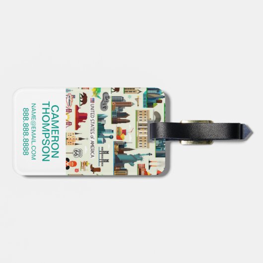 United States Symbols Pattern Bagagelabel (Achterkant horizontaal)