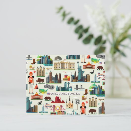 United States Symbols Pattern Briefkaart (Staand voorkant)