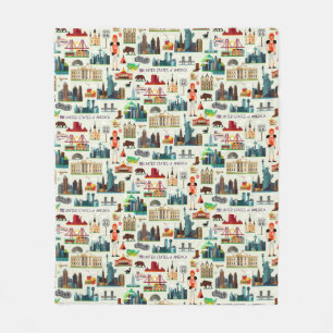 United States Symbols Pattern Fleece Deken