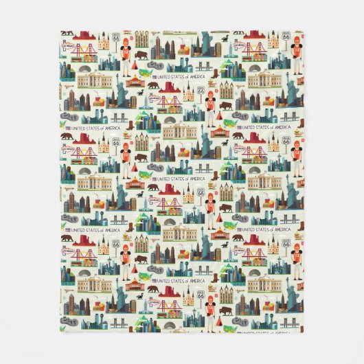 United States Symbols Pattern Fleece Deken (Voorkant)