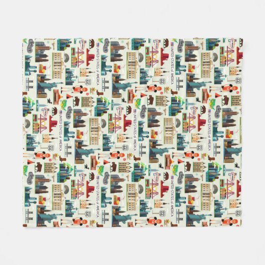 United States Symbols Pattern Fleece Deken (Voorkant (Horizontaal))