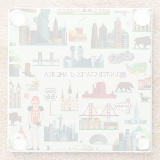 United States Symbols Pattern Glazen Onderzetter (Achterkant)