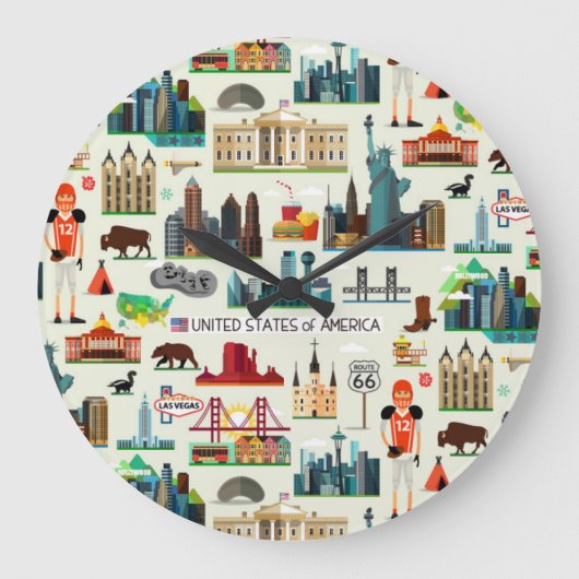 United States Symbols Pattern Grote Klok (Voorkant)