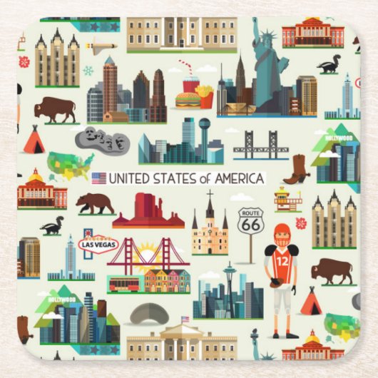United States Symbols Pattern Kartonnen Onderzetters (Voorkant)