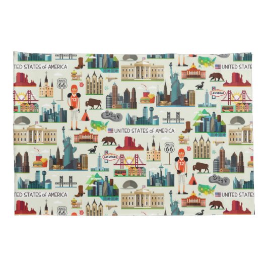 United States Symbols Pattern Kussensloop (Achterkant-Rechts)