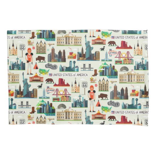 United States Symbols Pattern Kussensloop (Voorkant-Links)