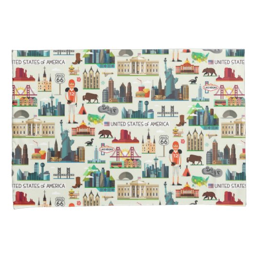 United States Symbols Pattern Kussensloop (Voorkant-Rechts)