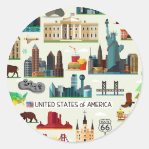 United States Symbols Pattern Ronde Sticker