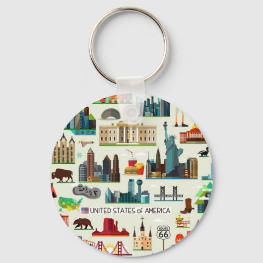 United States Symbols Pattern Sleutelhanger (Voorkant)