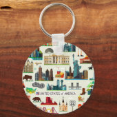 United States Symbols Pattern Sleutelhanger (Voorkant)