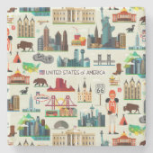 United States Symbols Pattern Stenen Onderzetter (Voorkant)