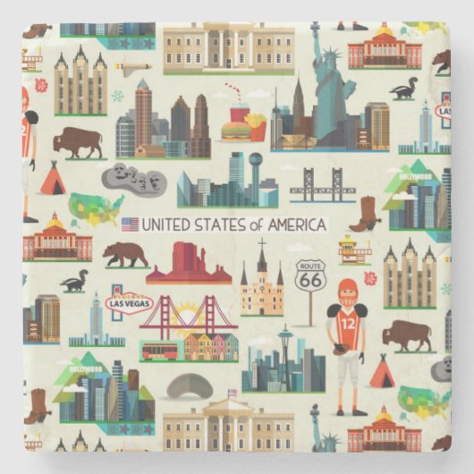 United States Symbols Pattern Stenen Onderzetter (Voorkant)