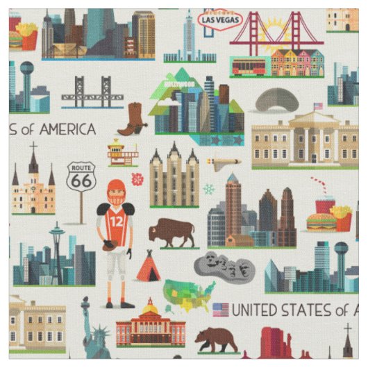 United States Symbols Pattern Stof (Close Up)