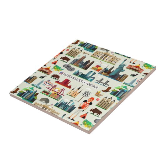 United States Symbols Pattern Tegeltje (Zijkant)