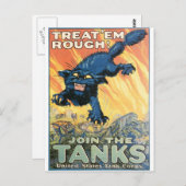 United States Tank Corps. circa 1918 Briefkaart (Voorkant / Achterkant)