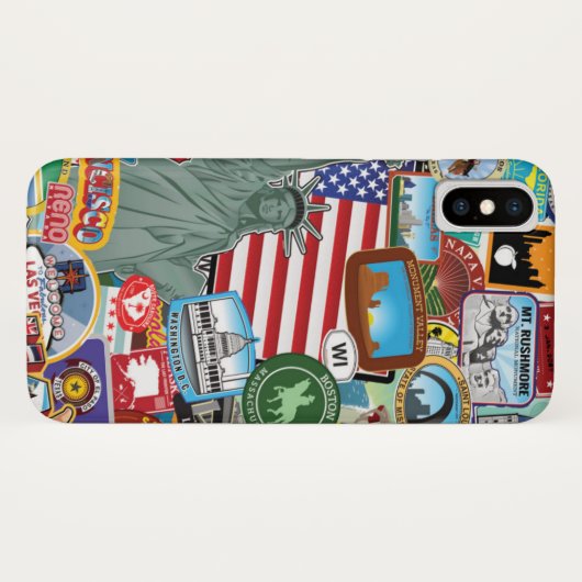 United States Travel Sticker Pattern Case-Mate iPhone Case (Achterkant (horizontaal))
