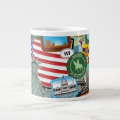 United States Travel Sticker Pattern Grote Koffiekop (Voorkant)