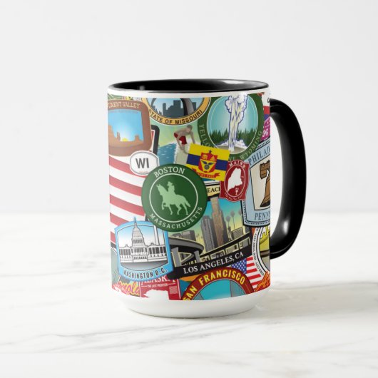 United States Travel Sticker Pattern Mok (Voorkant rechts)