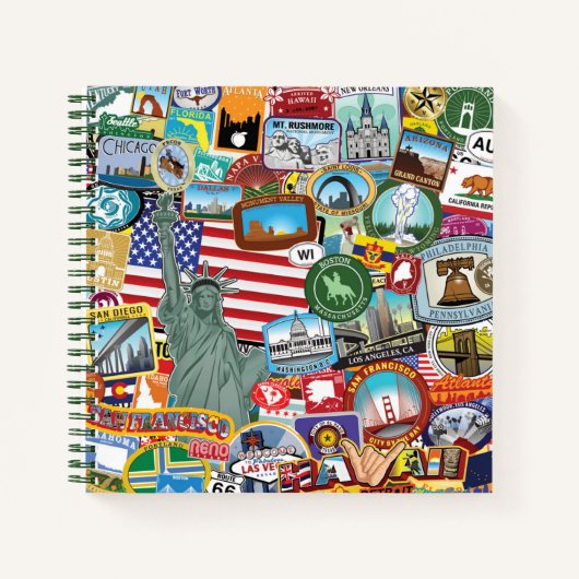 United States Travel Sticker Pattern Notitieboek (Voorkant)