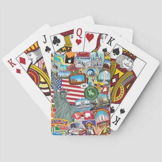 United States Travel Sticker Pattern Pokerkaarten (Achterkant)