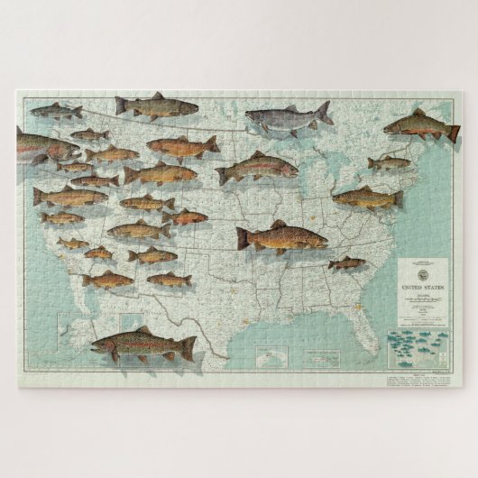 United States Trout Map (1999) Legpuzzel (Horizontaal)