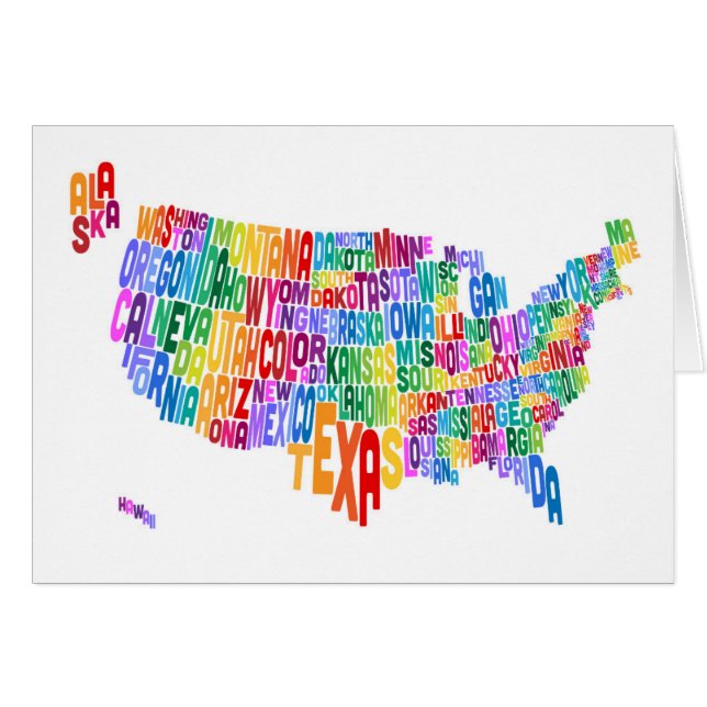 United States Typography Text Map (Voorkant Horizontaal)