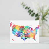 United States Typography Text Map Briefkaart (Staand voorkant)