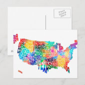 United States Typography Text Map Briefkaart (Voorkant / Achterkant)