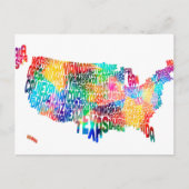United States Typography Text Map Briefkaart (Voorkant)