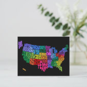 United States Typography Text Map Briefkaart (Staand voorkant)